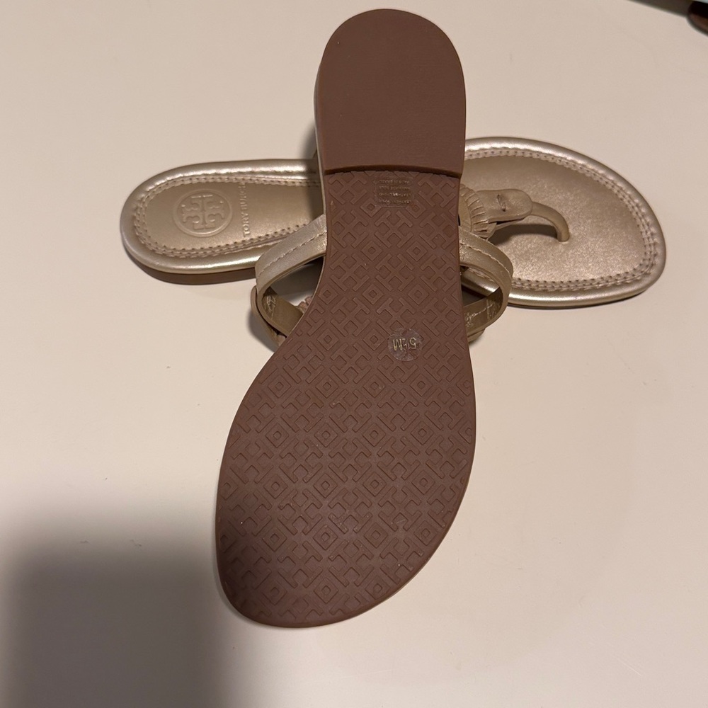 Tory Burch Metallic Gold Miller Thong Sandals - Picture 3 of 6